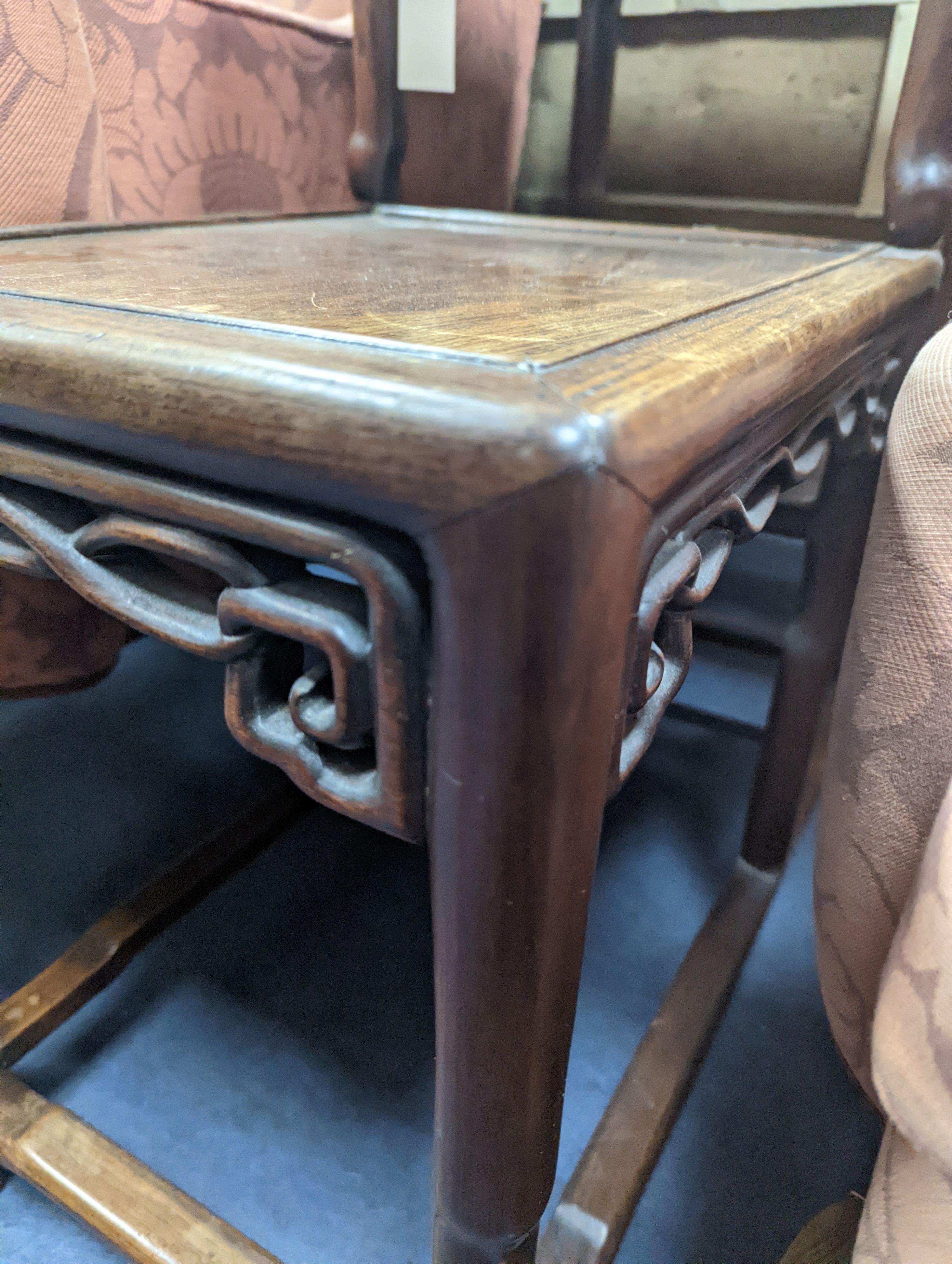 A Chinese hardwood two tier table, width 80cm, depth 38cm, height 80cm
